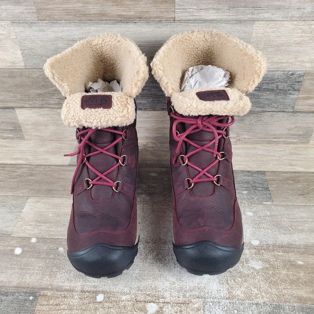 Keen Betty Short Womens Hiking Shoes Sz 10 Burgundy Brindle Lace Up Waterproof